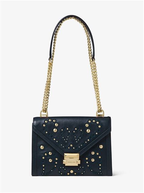 michael michael kors wandelbare schultertasche whitney large blau|Whitney Large Studded Leather Convertible Shoulder Bag.